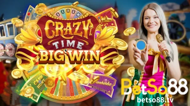 Join the fun at Evolution Crazy Time Live Casino and have a crazy time at BetSo88, play some great bonus games and win real cash prizes!